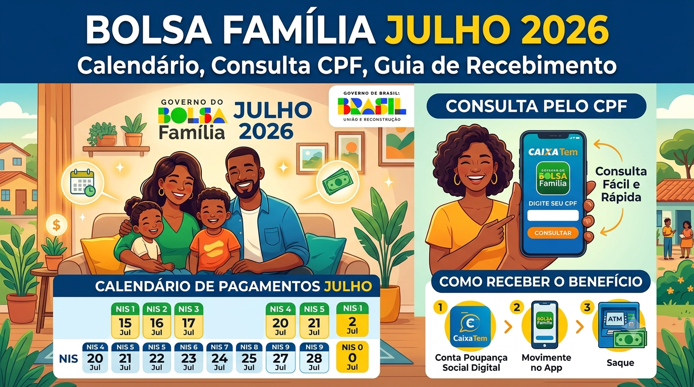 Bolsa Família Julho 2026: Calendário de Pagamento, Consulta Pelo CPF/NIS e Como Receber o Benefício